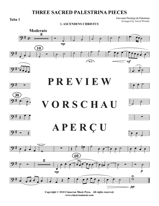 Produktgalerie: Seite 19 von 21 Drei geistliche Palestrina Stücke , , (Tuba Quartett: 2x Bariton, 2xTuba)