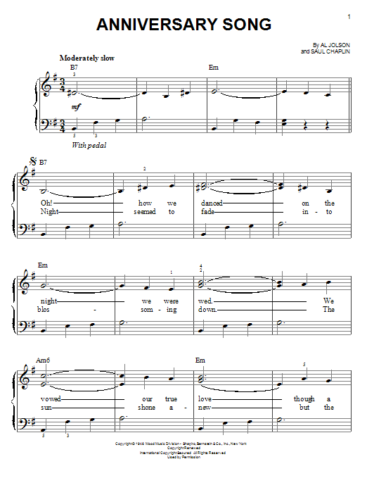 Product gallery: Page 1 of 1 Anniversary Song, Al Jolson