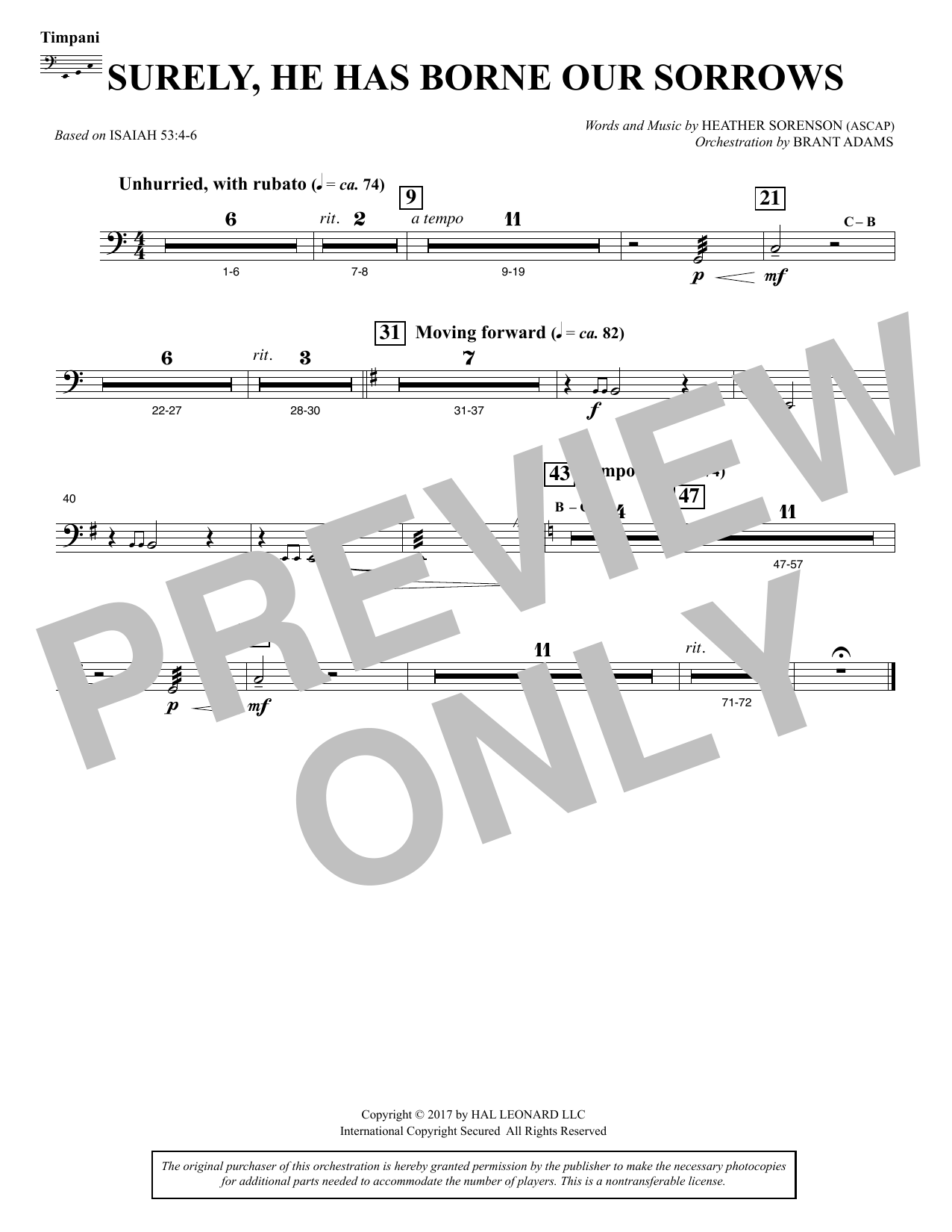 Product picture to: Surely, He Has Borne Our Sorrows - Timpani