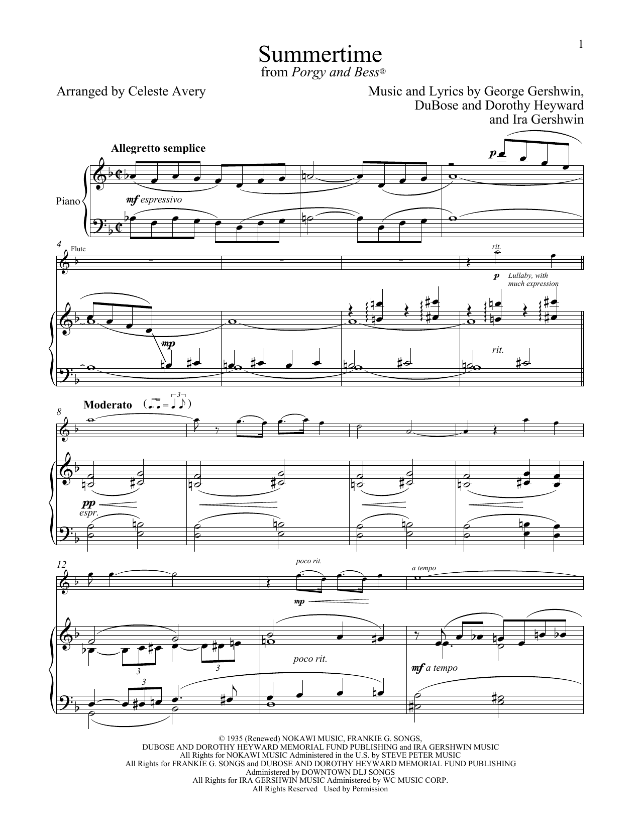Product gallery: Page 1 of 1 Summertime (from Porgy and Bess), George Gershwin & Ira Gershwin
