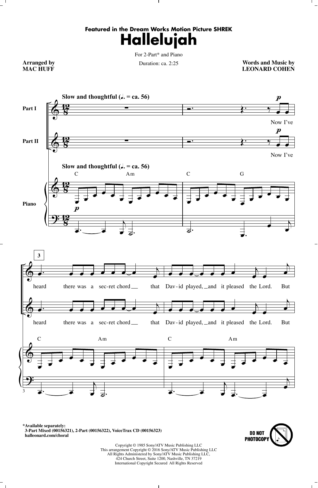 Produktgalerie: Seite 1 von 1 Hallelujah (arr. Mac Huff), Leonard Cohen, Chor