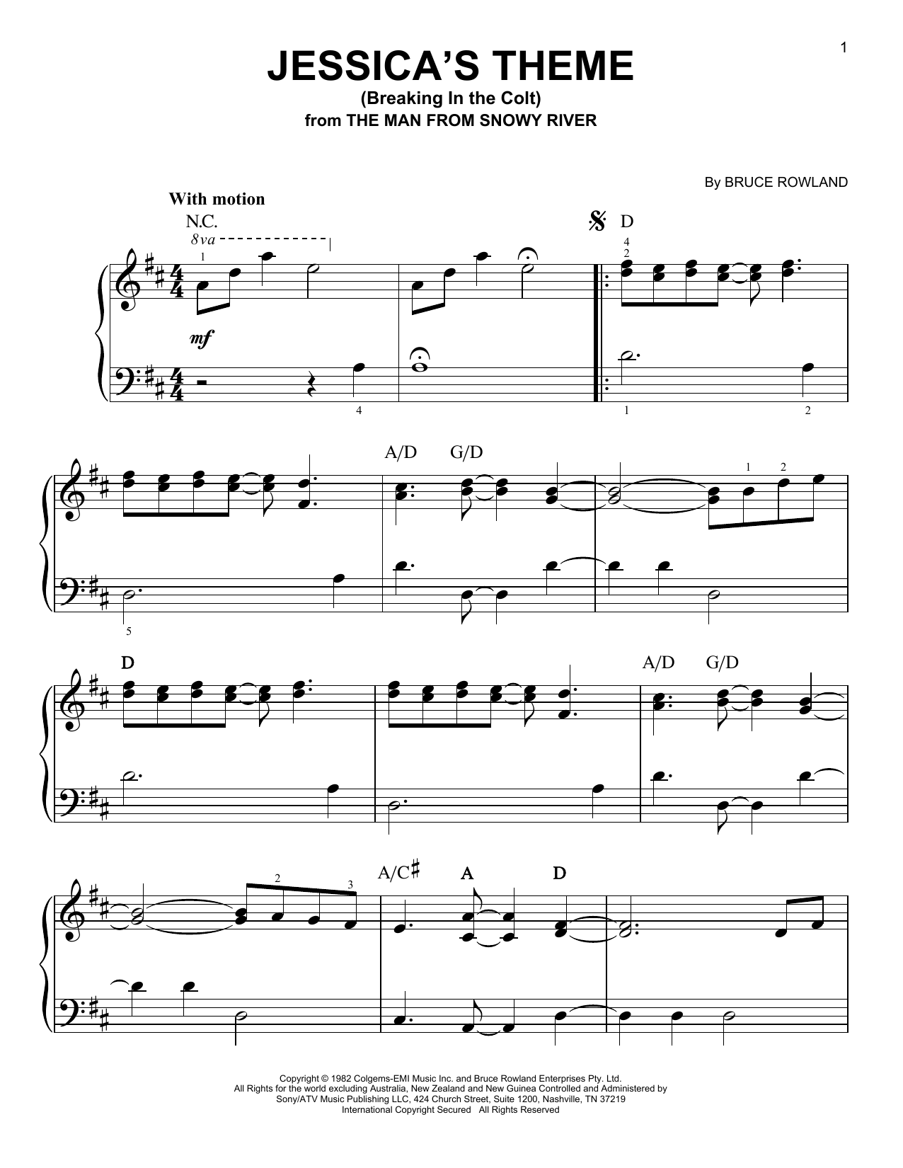 Produktbild zu: Jessica's Theme (Breaking In The Colt) (from The Man From Snowy River)