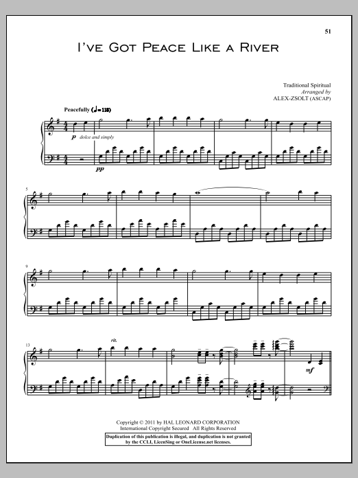 Product gallery: Page 1 of 1 I've Got Peace Like A River, Traditional