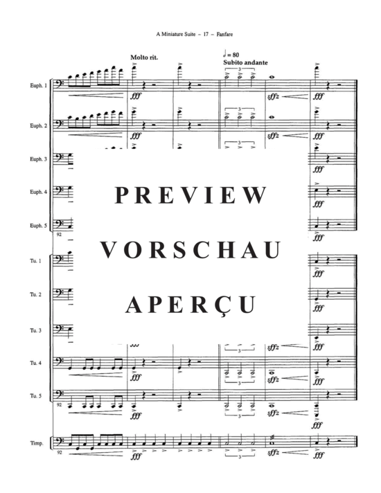 Produktgalerie: Seite 21 von 21 A Miniature Suite , , (Tuba Ensemble EEEETTTT + Pauken, Bass, Klavier)