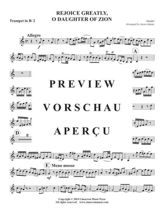 Produktgalerie: Seite 12 von 19 Rejoice Greatly, Daughter of Zion , , (Blechbläser Quintett)