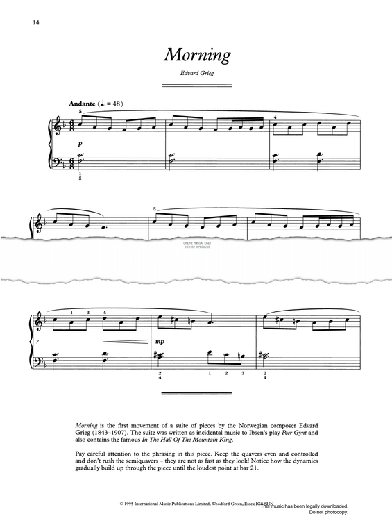 Produktgalerie: Seite 1 von 1 Morning (from 'Peer Gynt'), Edvard Grieg, Klavier