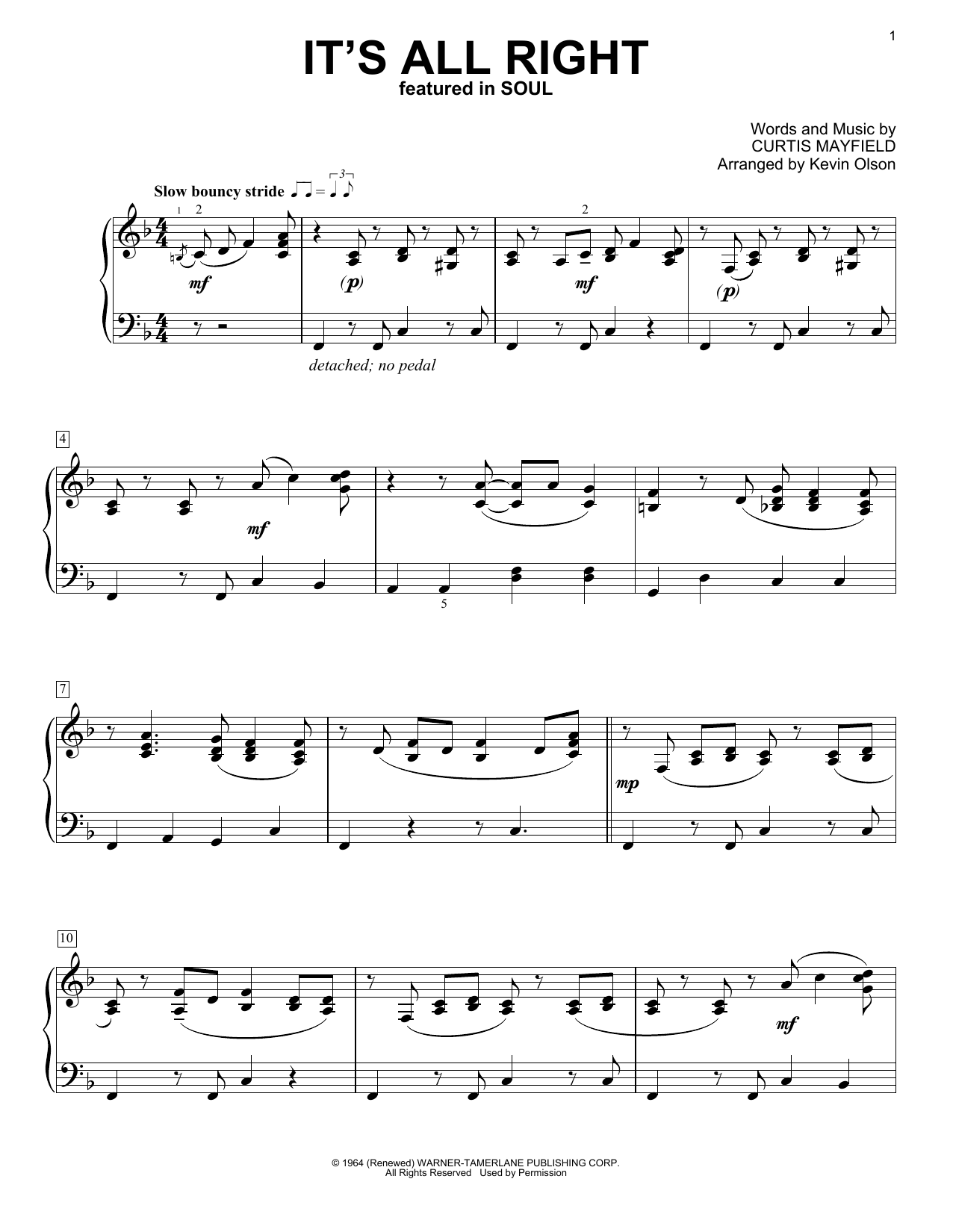 Produktbild zu: It's All Right (from Soul) (arr. Kevin Olson)