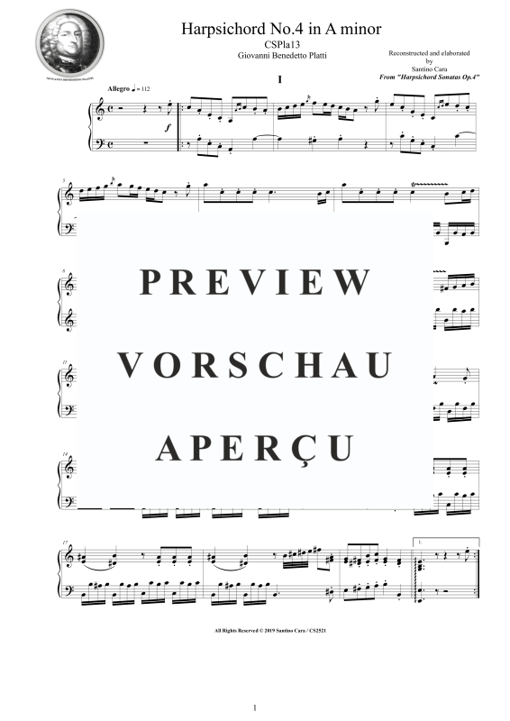 Produktgalerie: Seite 2 von 10 Cembalo Sonate Nr. 4 in A-Moll, Op.4, , Cembalo/Klavier Solo