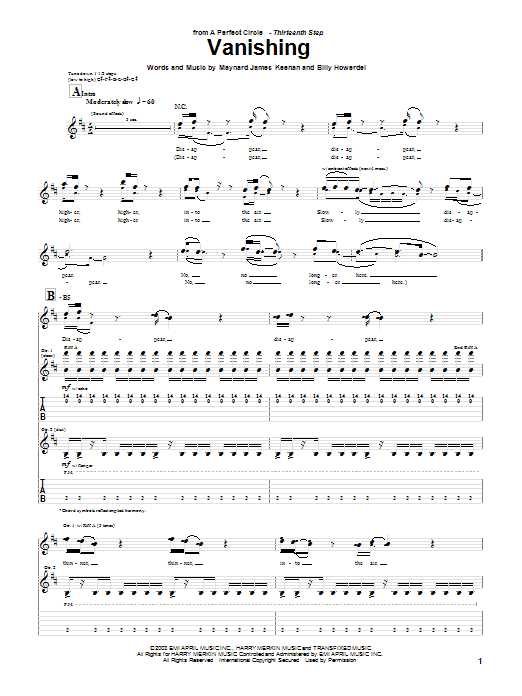 Produktgalerie: Seite 1 von 1 Vanishing, A Perfect Circle, Gitarre
