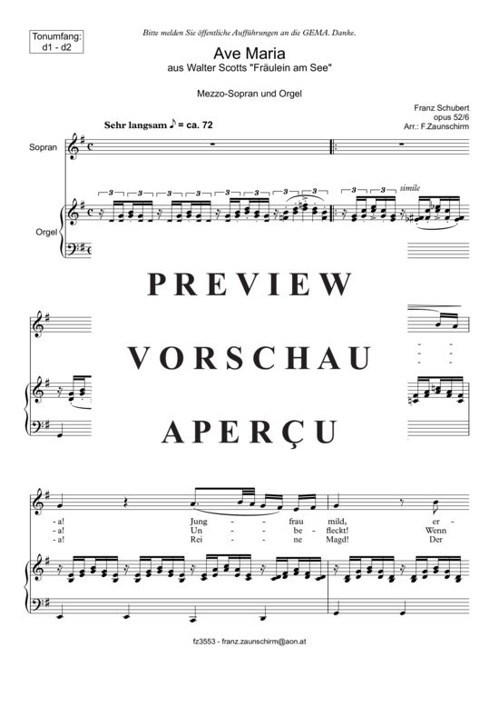 gallery: Ave Maria d1 - d2 , , (Mezzo-Sopran + Orgel)