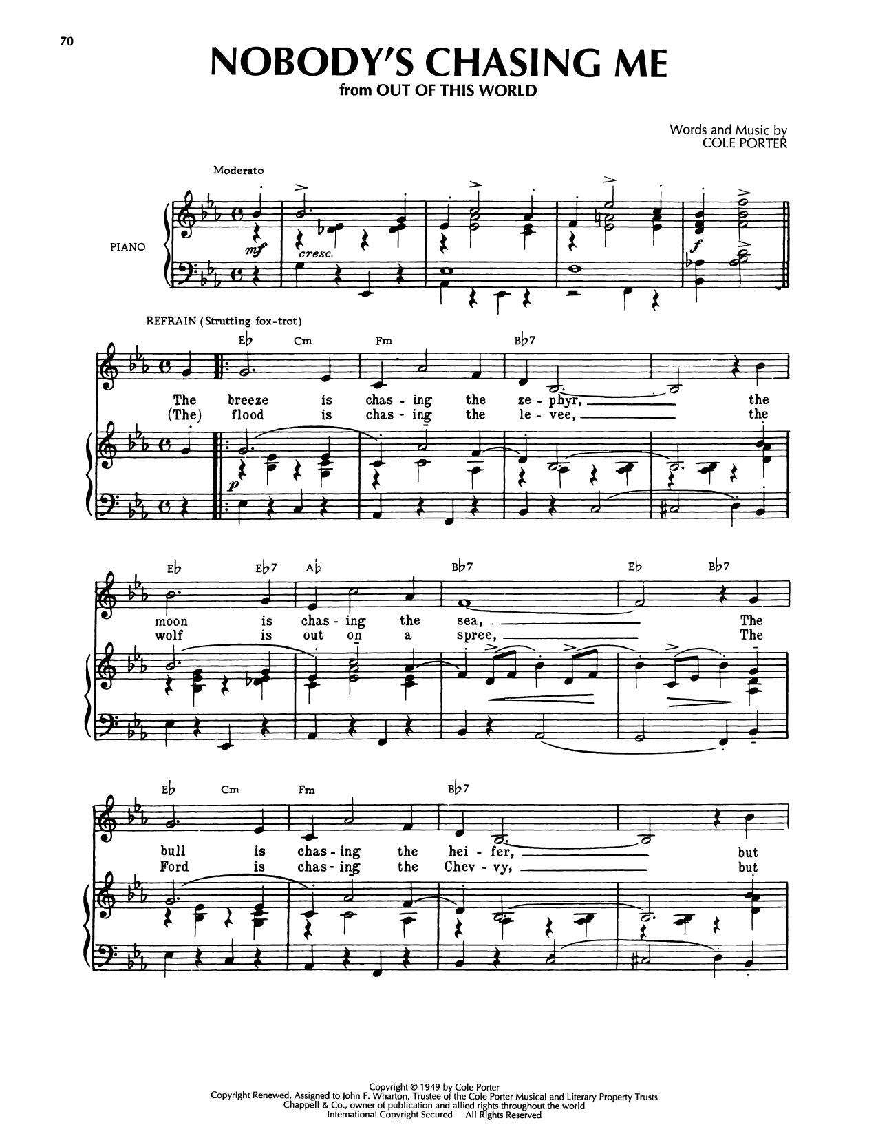 Produktgalerie: Seite 1 von 1 Nobody's Chasing Me (from Out Of This World), Cole Porter, Gesang, Gitarre, Klavier