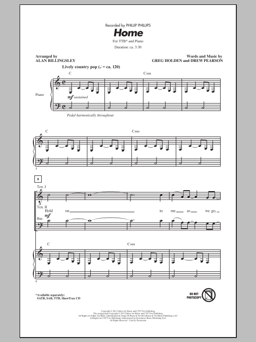 Product picture to: Home (arr. Alan Billingsley)