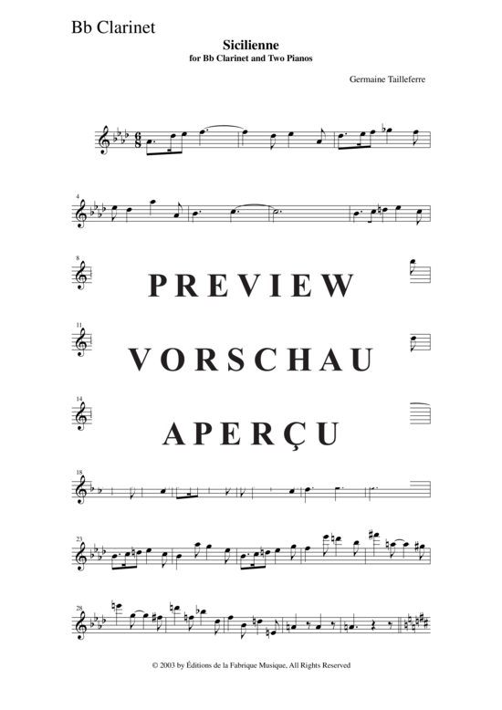 Product gallery: Page 11 of 13 Sicilienne , , (clarinet in Bb + piano)