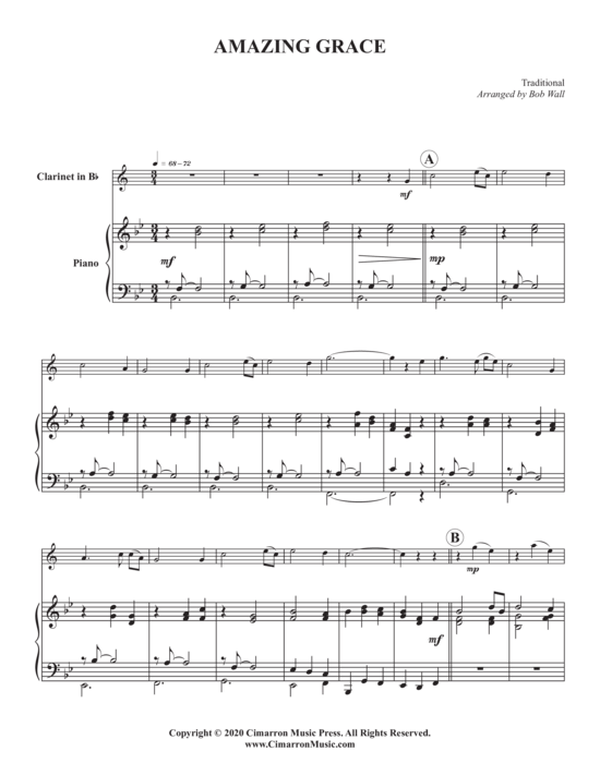 Produktgalerie: Seite 1 von 5 Amazing Grace , , (Klarinette in B + Klavier)