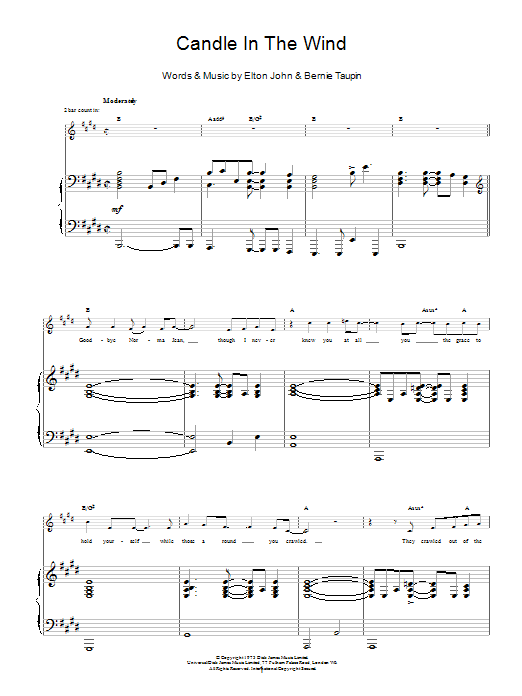 Produktgalerie: Seite 1 von 1 Candle In The Wind, Elton John, Gesang, Gitarre, Klavier
