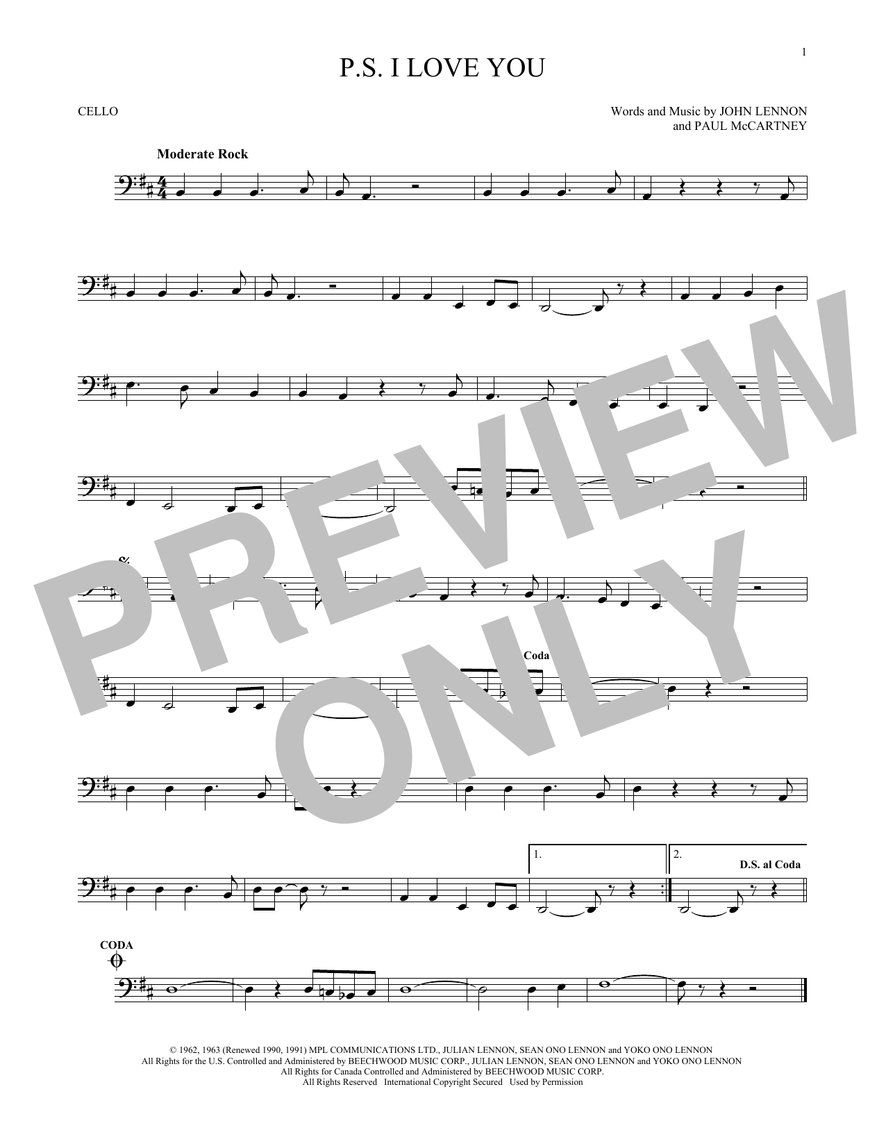 Produktgalerie: Seite 1 von 1 P.S. I Love You, The Beatles, Violoncello