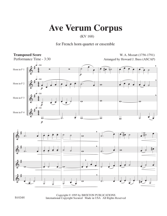 Produktbild zu: Ave Verum Corpus W. A. Mozart 