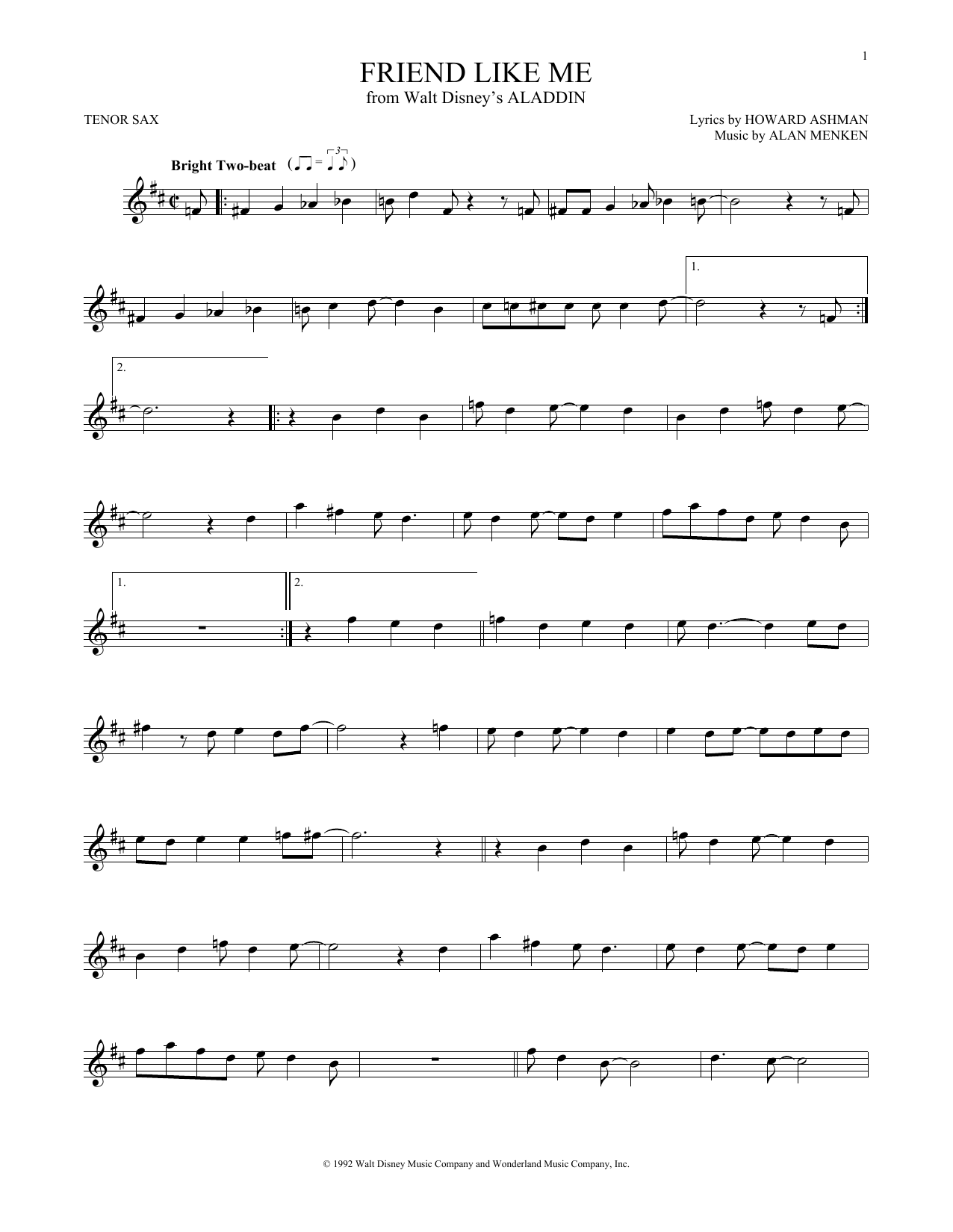 Product gallery: Page 1 of 1 Friend Like Me (from Aladdin), Alan Menken & Howard Ashman