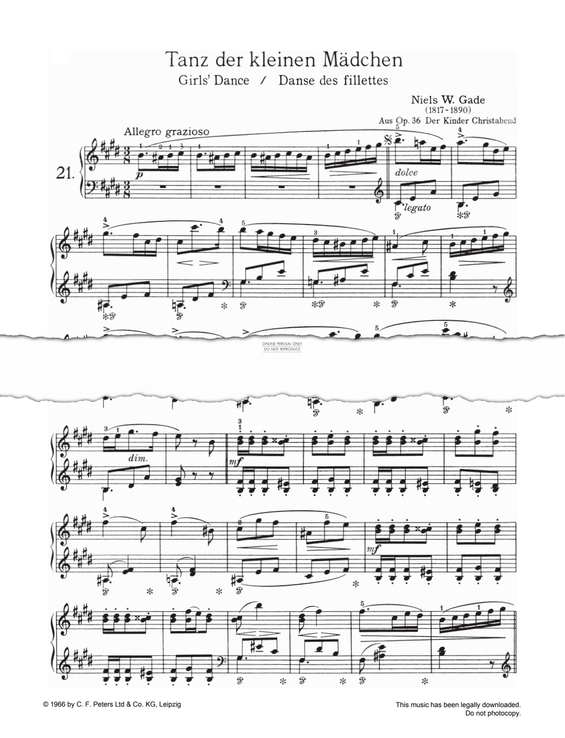 Produktgalerie: Seite 1 von 1 Girls' Dance, Op. 36, Niels Wilhelm Gade, Klavier