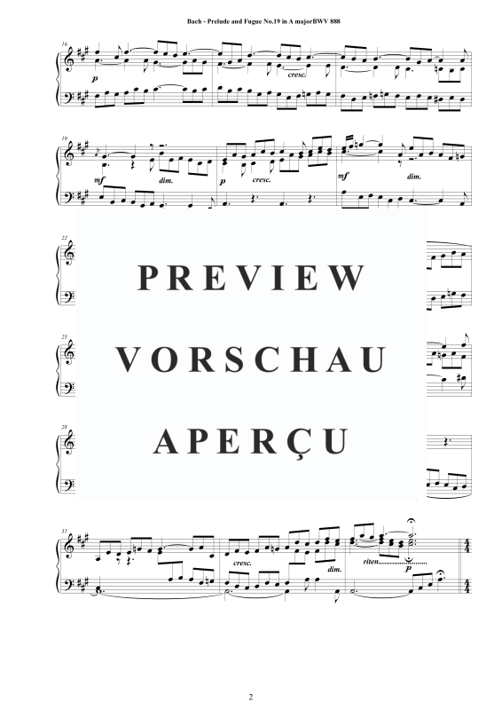 Product gallery: Page 3 of 6 Prelude and Fugue No. 19 in A major BWV 888, , Solo Piano