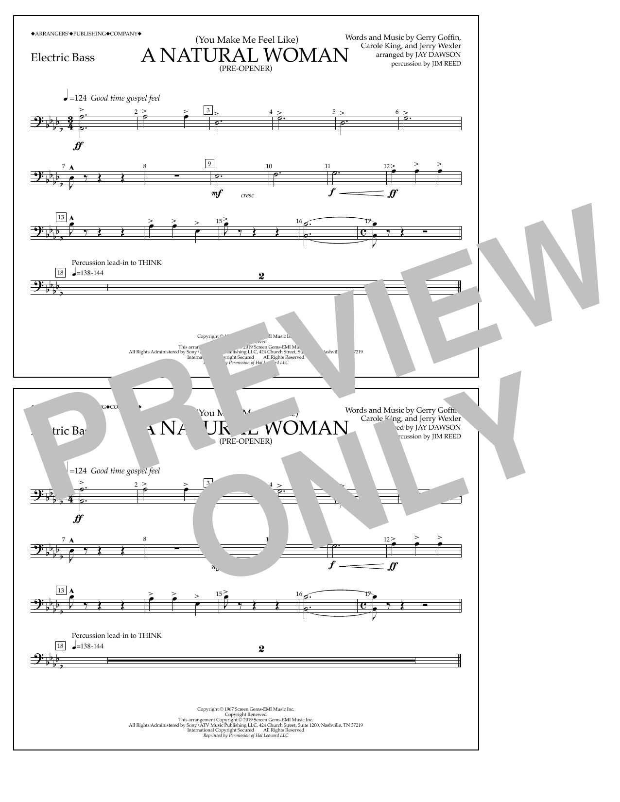 Product picture to: (You Make Me Feel Like) A Natural Woman (Pre-Opener) (arr. Jay Dawson) - Electric Bass