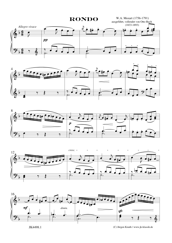Produktbild zu: Rondo (Ohne KV)Wolfgang Amadeus Mozart / Otto Bach