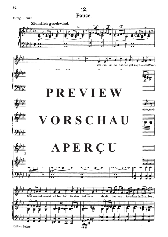 Product gallery: Page 2 of 4 Pause D.795-12 (Die Schöne Müllerin), , Medium Voice and Piano