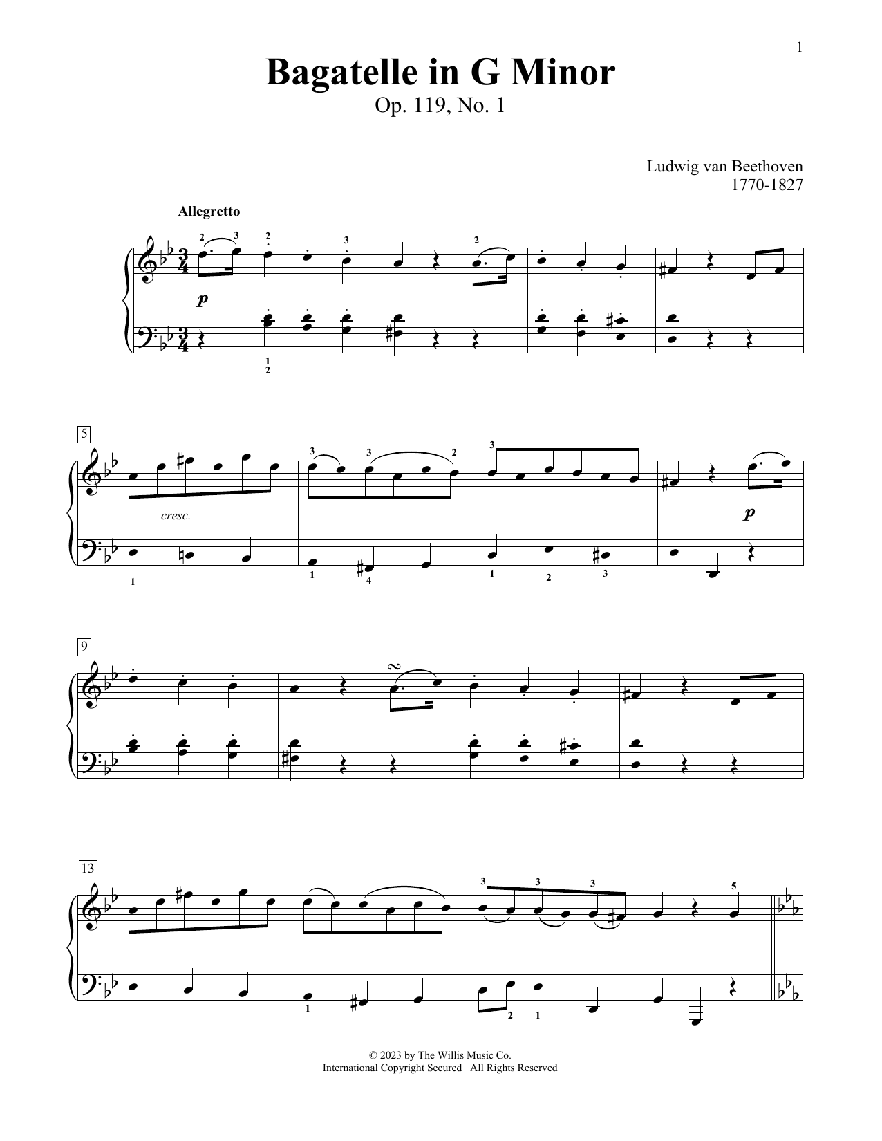 Product picture to: Bagatelle In G Minor, Op. 119, No. 1
