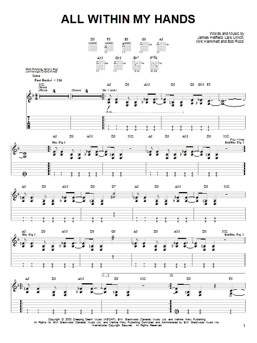Produktgalerie: Seite 1 von 1 All Within My Hands, Metallica, Gitarre
