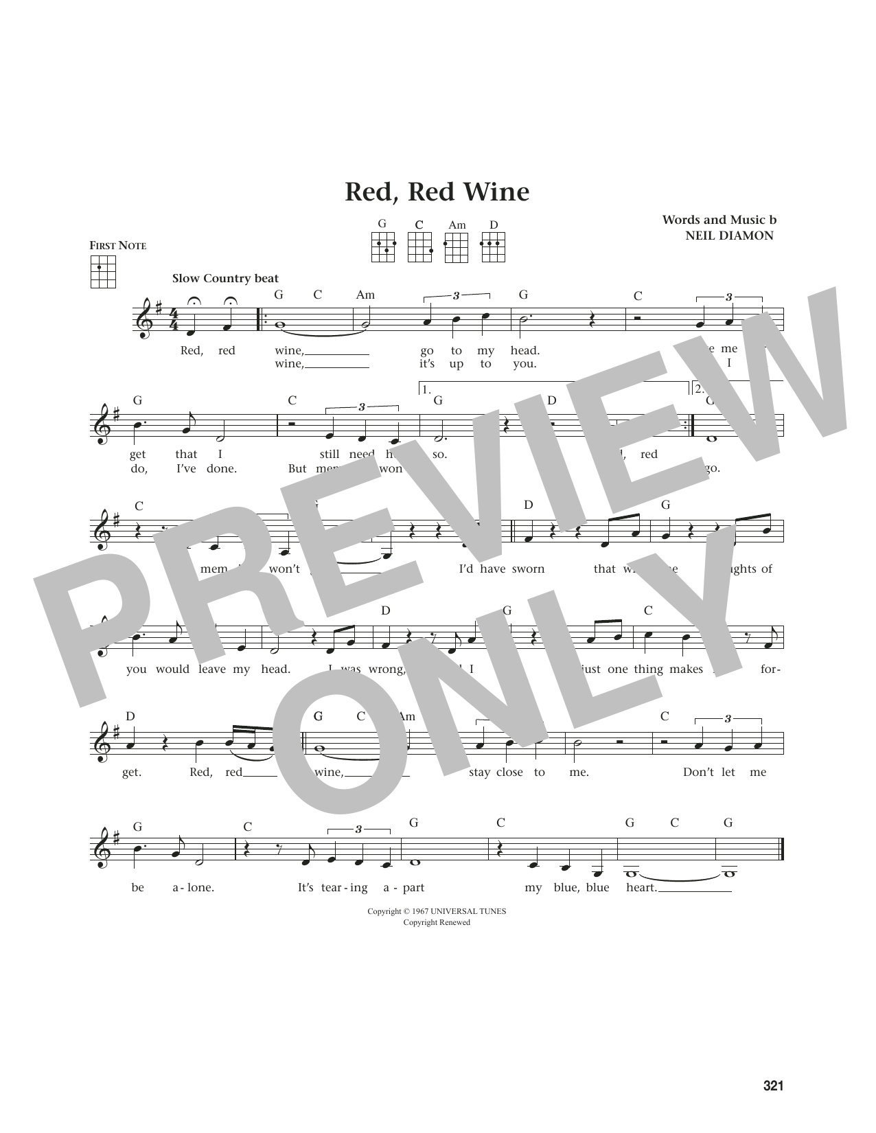 Product gallery: Page 1 of 1 Red, Red Wine (from The Daily Ukulele) (arr. Jim Beloff), Neil Diamond