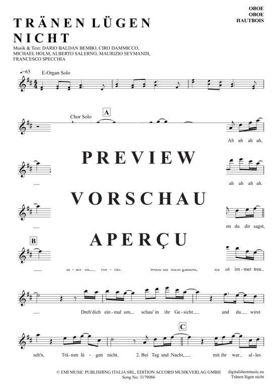 Produktgalerie: Seite 2 von 4 Tränen Lügen Nicht , Holm, Michael, (Oboe)