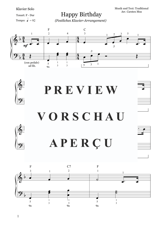 Produktgalerie: Seite 2 von 3 Happy Birthday - Festliches Klavier-Arrangement, , Klavier Solo