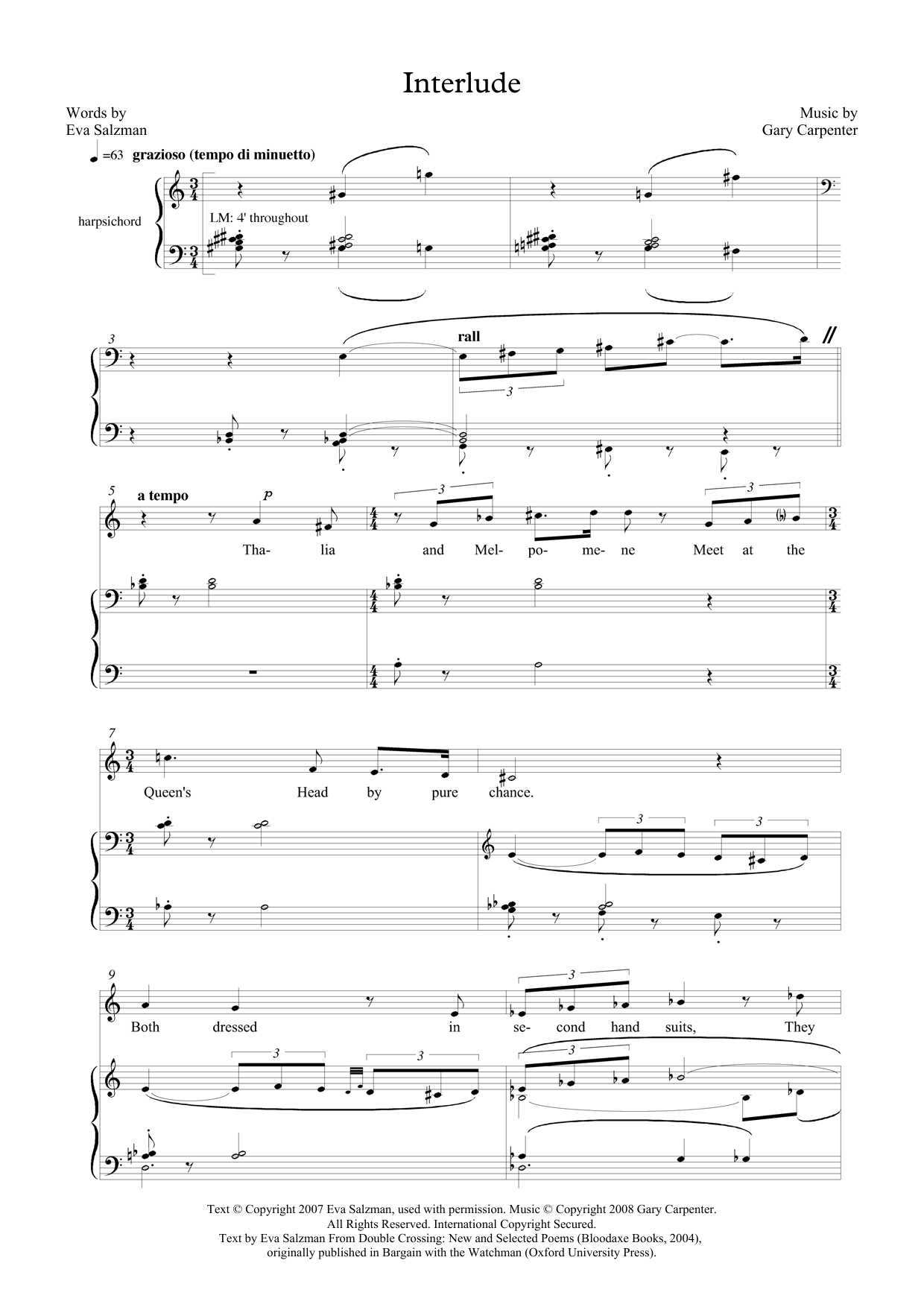 Product picture to: Interlude (for mezzo-soprano and harpsichord)