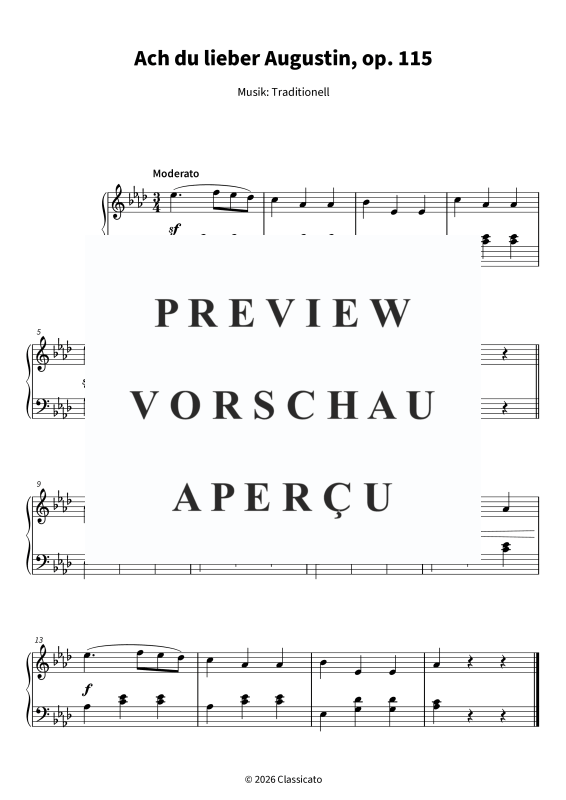 Produktgalerie: Seite 1 von 5 Ach du lieber Augustin - Leichte Bearbeitung für den Klavierunterricht, , Klavier Solo