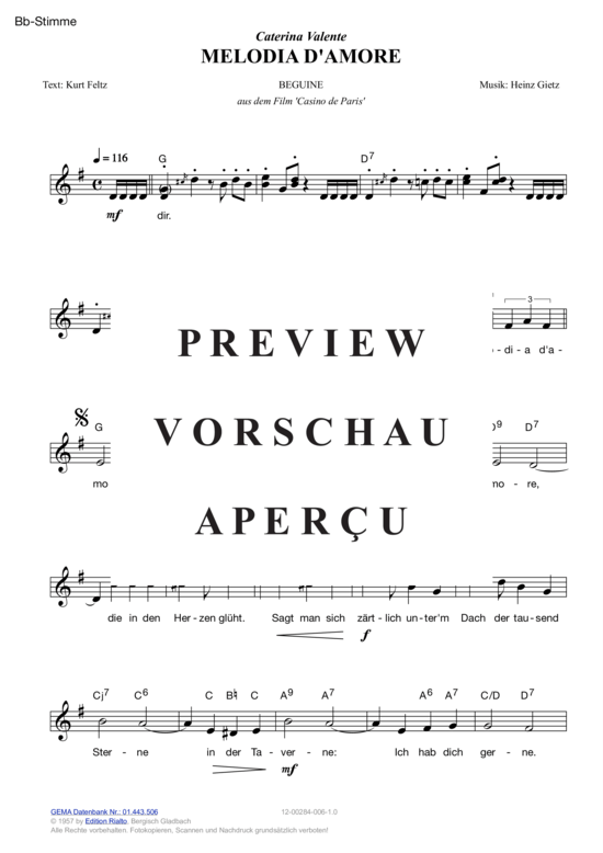 Produktgalerie: Seite 5 von 11 Melodia d'amore , Valente, Caterina, (Melodie-Stimmen in C/B/Es)