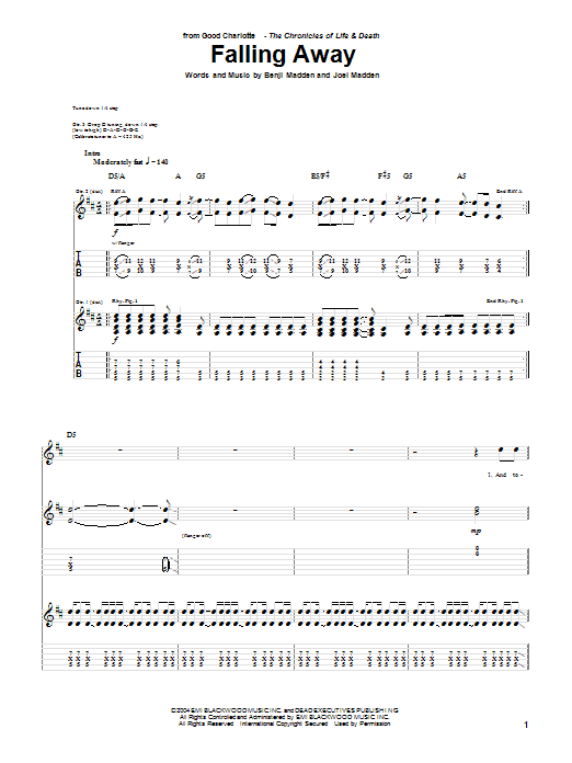 Produktgalerie: Seite 1 von 1 Falling Away, Good Charlotte, Gitarre