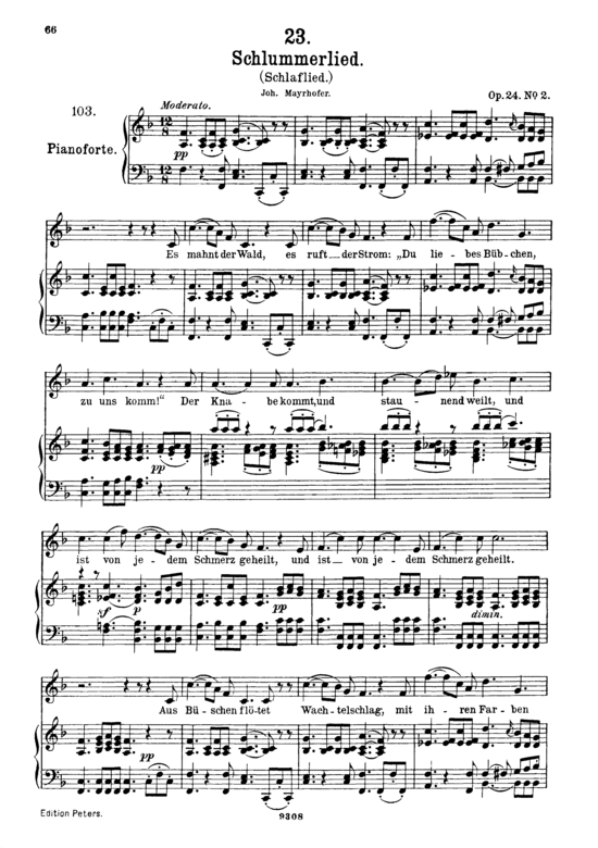 Product picture to: Schlaflied (Schlummerlied) Es mahnt der Wald, D.527Franz Schubert