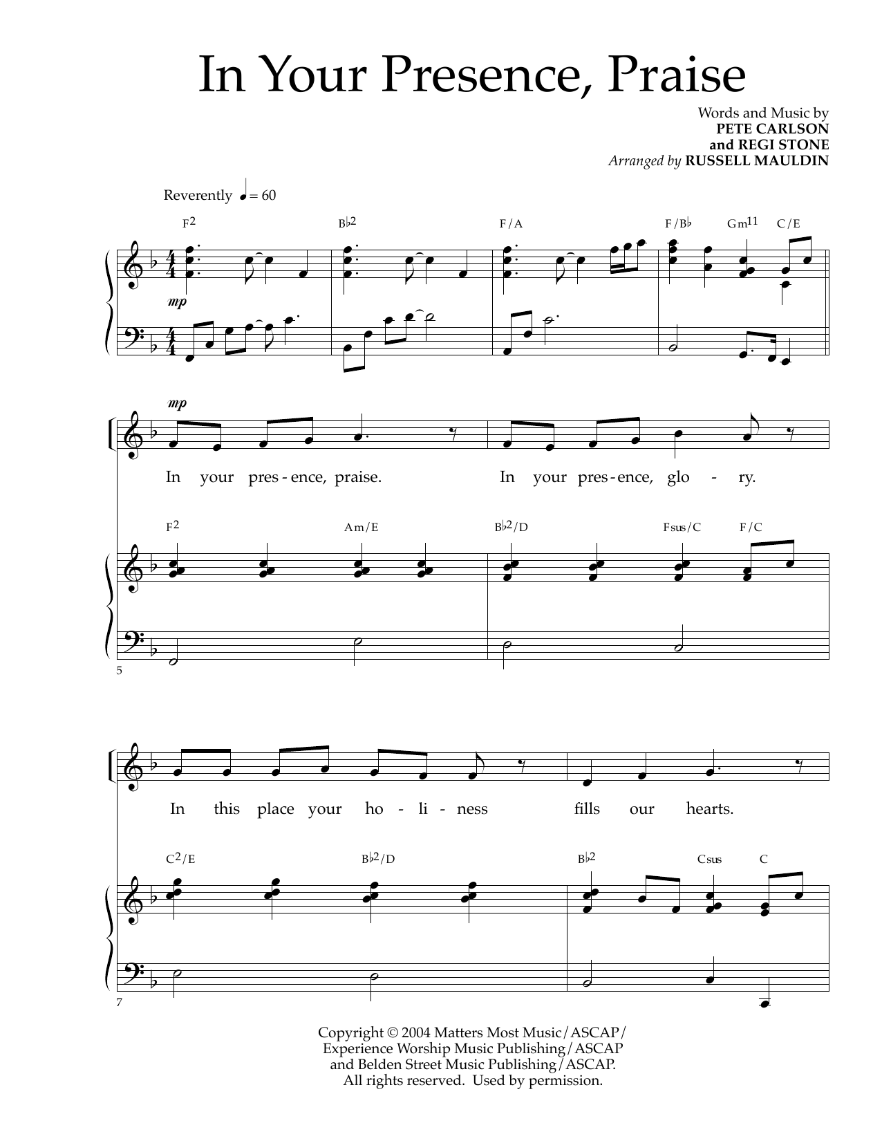 Product picture to: In Your Presence, Praise (arr. Russell Mauldin)
