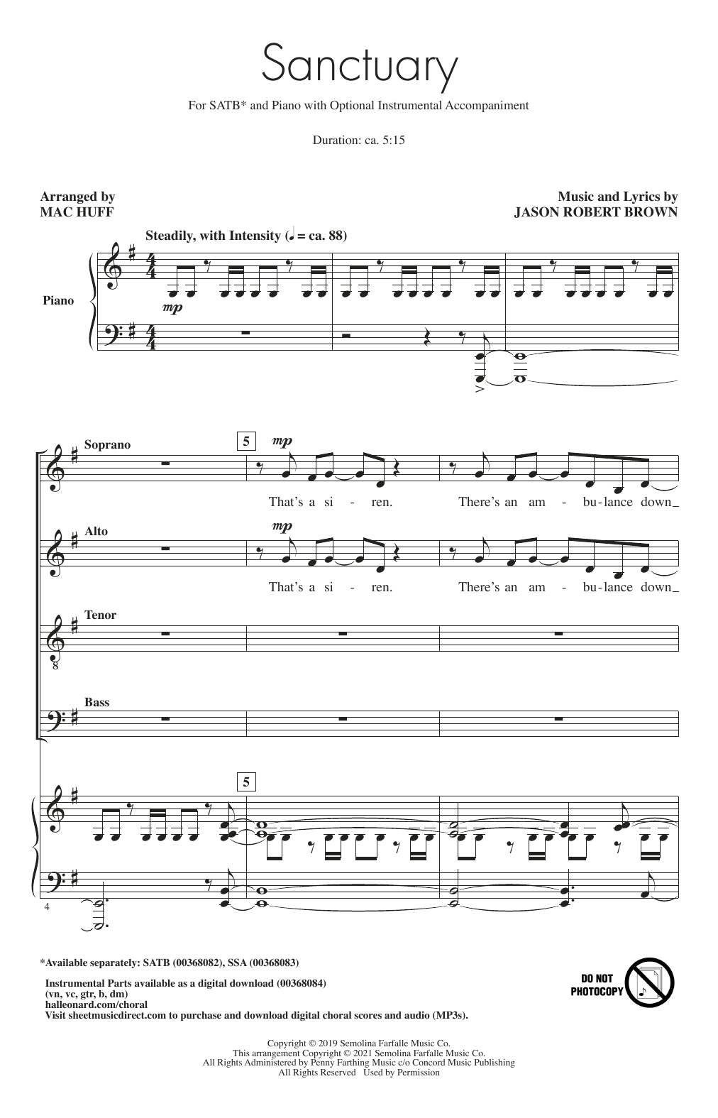 Produktgalerie: Seite 1 von 1 Sanctuary (arr. Mac Huff), Jason Robert Brown, Chor