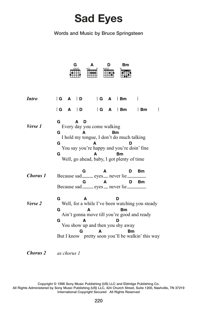 Produktgalerie: Seite 1 von 1 Sad Eyes, Bruce Springsteen, Gitarre