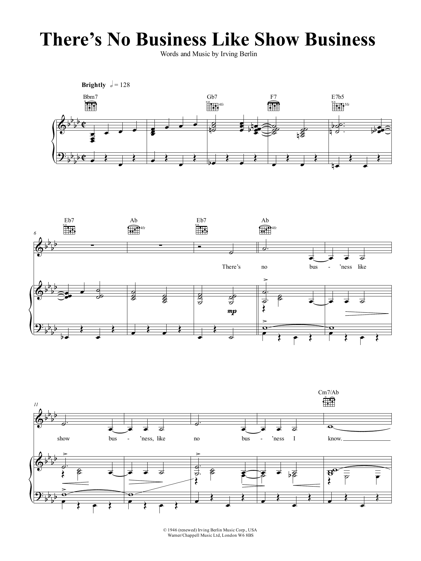 Produktgalerie: Seite 1 von 1 There's No Business Like Show Business, Irving Berlin, Gesang, Gitarre, Klavier