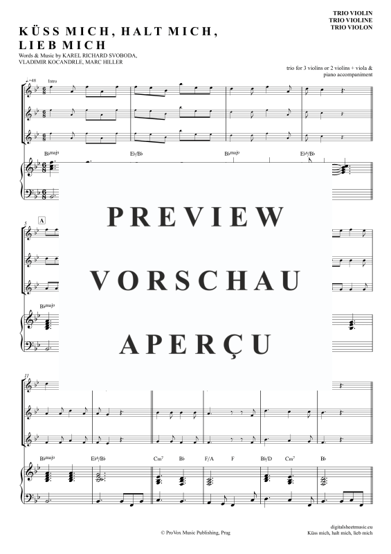 Produktgalerie: Seite 2 von 11 Küss Mich, Halt Mich, Lieb Mich, Egli, Beatrice, (Violinen Trio + Klavier)