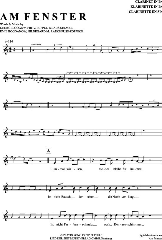 Product gallery: Page 1 of 4 Am Fenster , City, Clarinet in B-flat