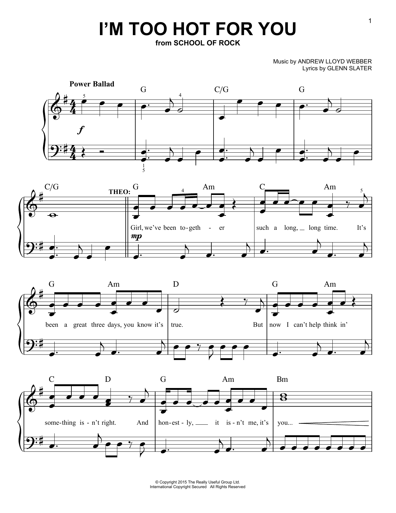 Produktbild zu: I'm Too Hot For You (from School of Rock: The Musical)