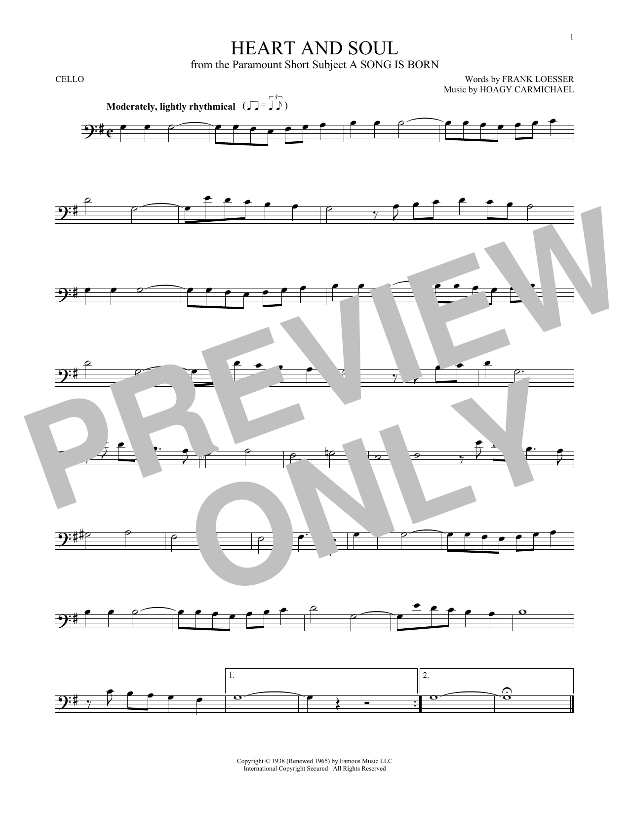 Produktgalerie: Seite 1 von 1 Heart And Soul, Hoagy Carmichael, Violoncello