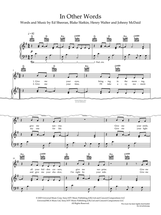 Produktgalerie: Seite 1 von 1 In Other Words, Ed Sheeran, Gesang, Gitarre, Klavier