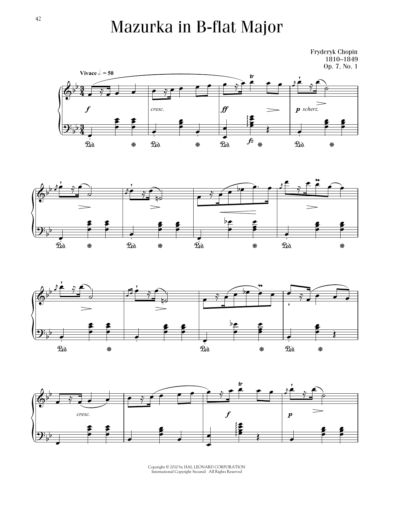 Product picture to: Mazurka In B-Flat Major, Op. 7, No. 1