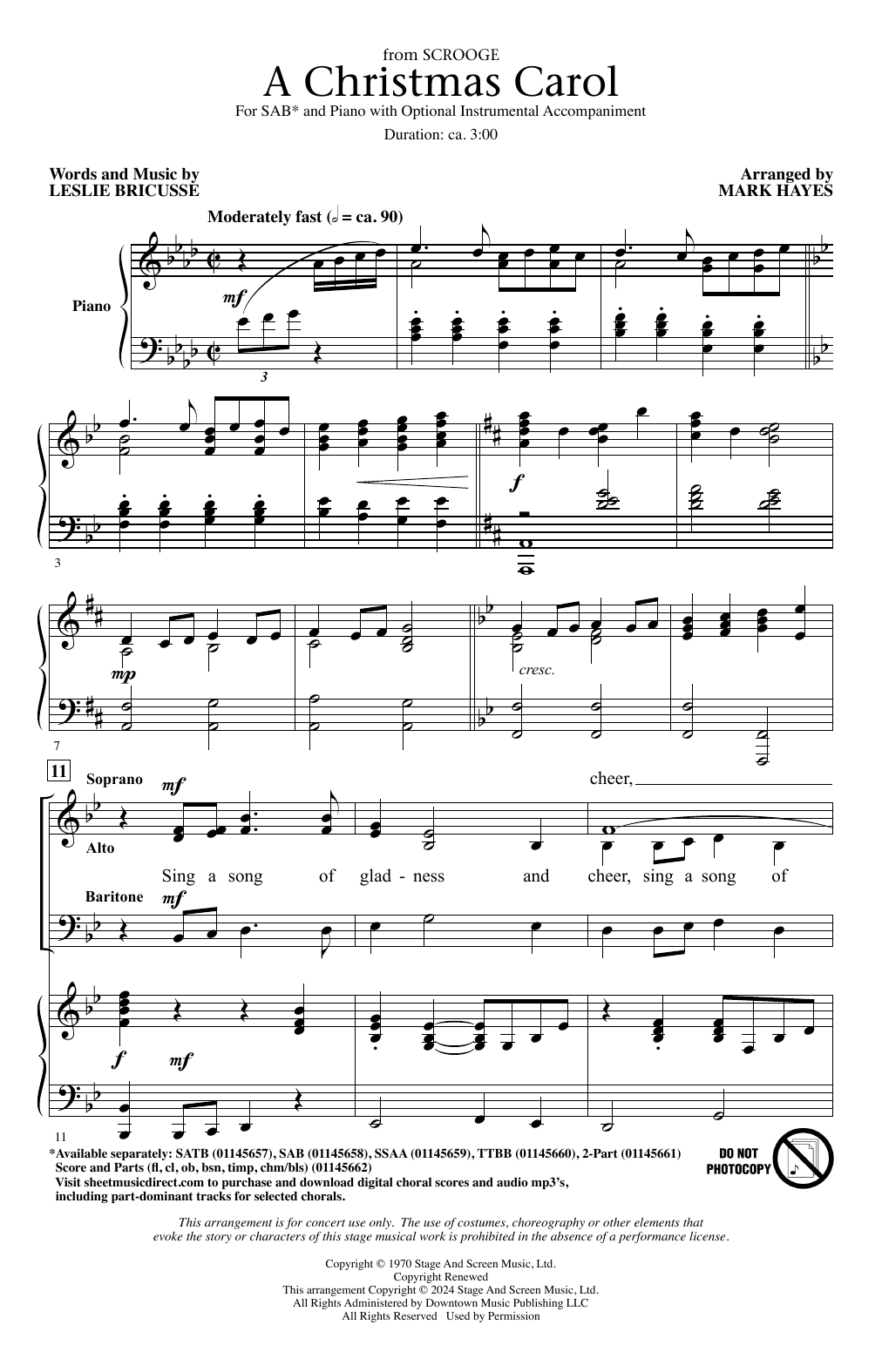 Produktbild zu: A Christmas Carol (from Scrooge) (arr. Mark Hayes)