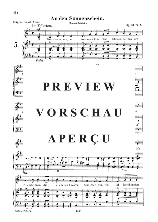 Product gallery: Page 2 of 3 An den Sonnenschein, Op 36 No.4, , Low Voice and Piano