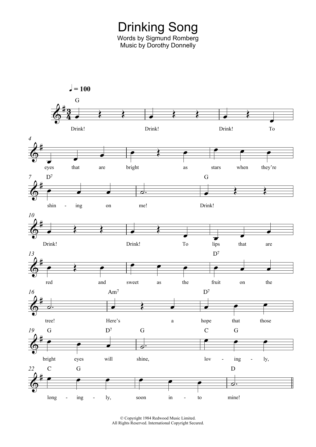 Product gallery: Page 1 of 1 Drinking Song, Dorothy Donnelly